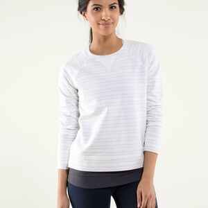 Lululemon Athletica Light Gray Striped Crew